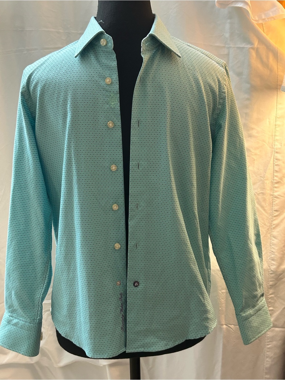 Robert Graham Mint Green Micro-Pattern Dress Shirt